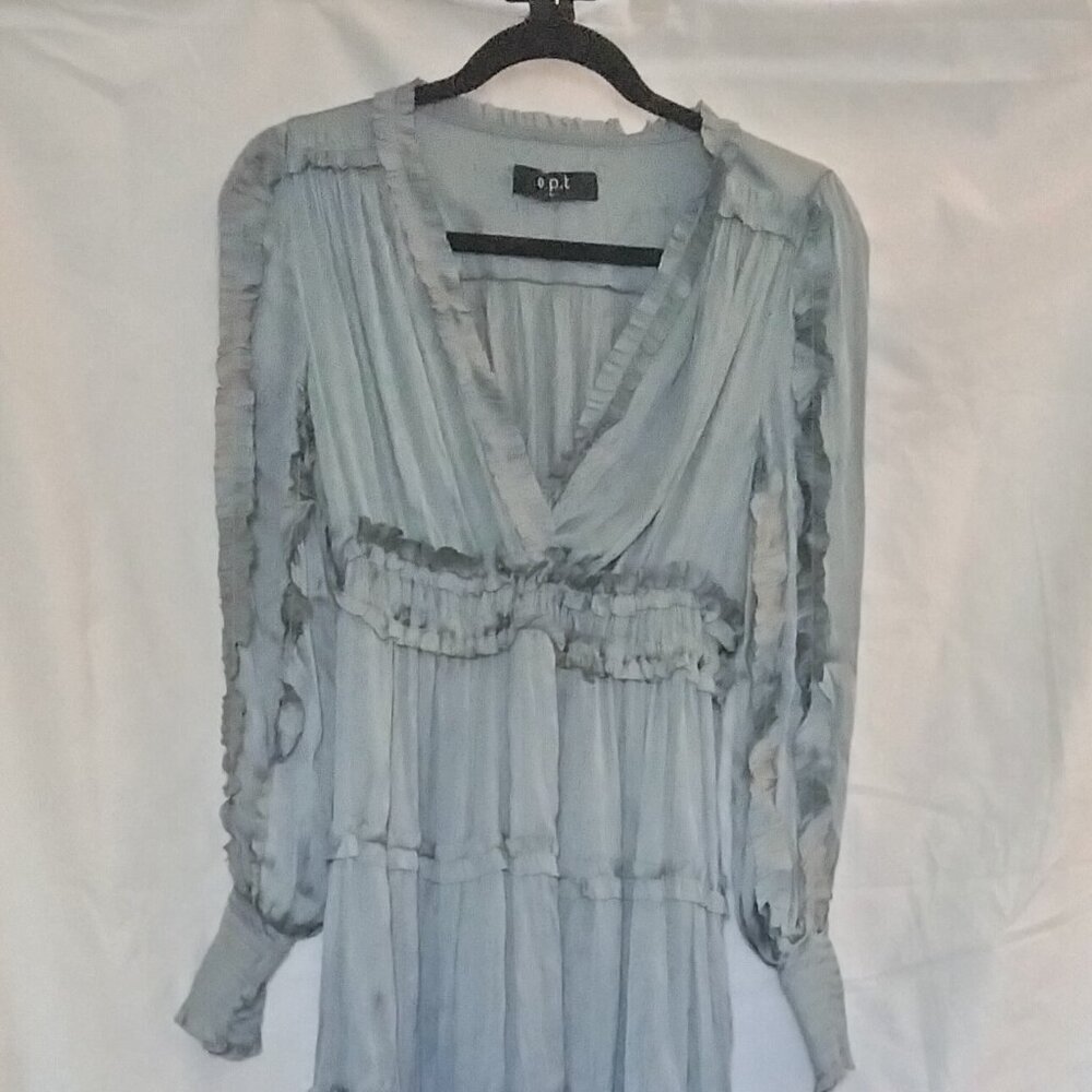 O.P.T. Tianna Ruffled Mini Steel Blue Dress  Size M NWT